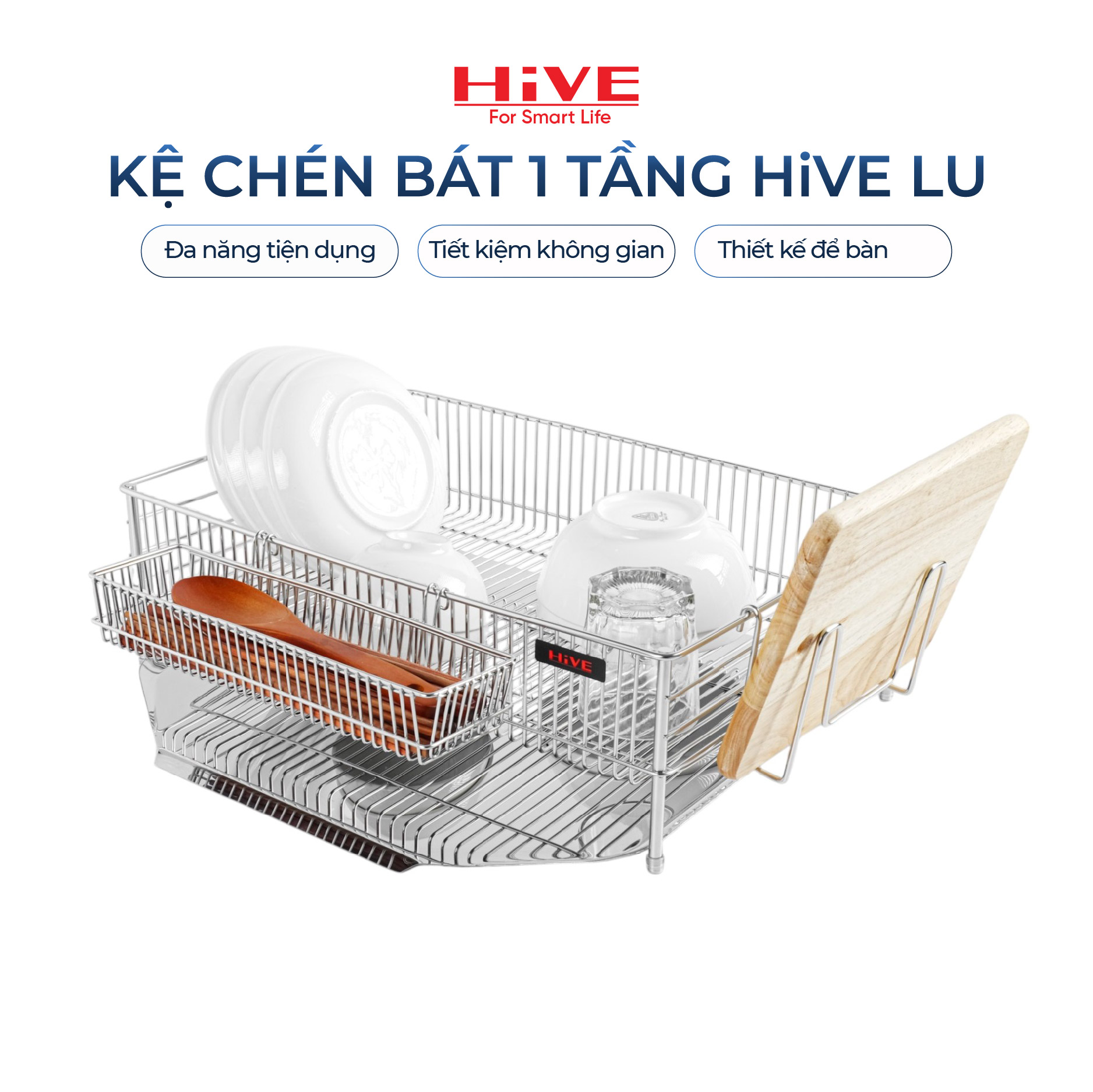 Kệ úp chén bát 1 tầng HiVE LU inox cao cấp ( HOT SALE)