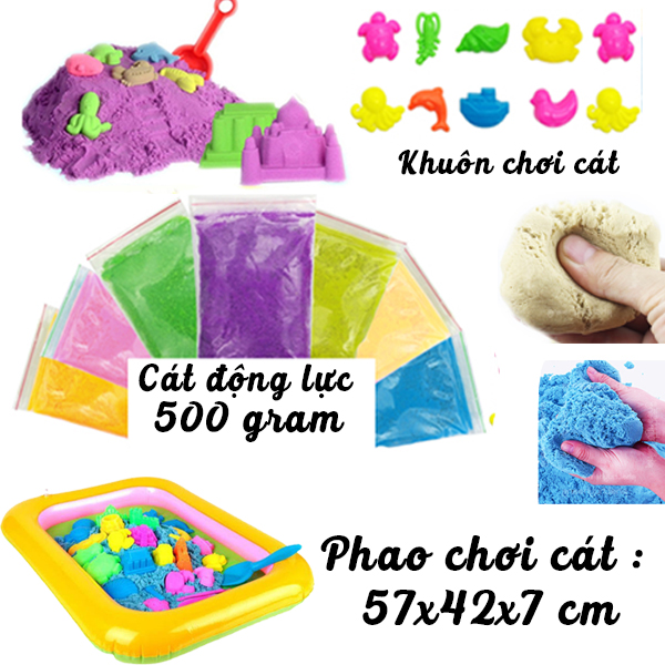 Cát động lực 500 gram cao cấp cho bé ( có phao và khuôn cho bé chơi thoải mái ) - cát dẻo loại 1 - đồ chơi cát động lực không dính tay , cát động lực cho bé kèm khuôn - Phát Huy Hoàng