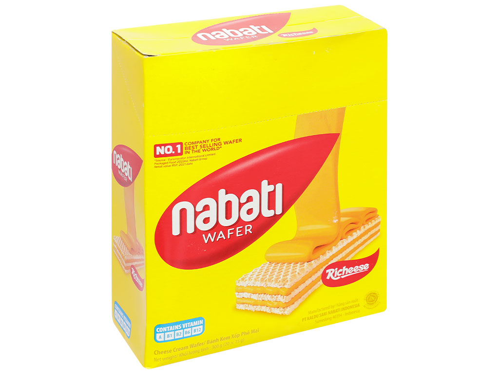 HỘP BÁNH XỐP NHÂN PHÔ MAI HAY SÔCÔLA HAY PHÔ MAI DÂU NABATI HỘP 300G 20 góix15g