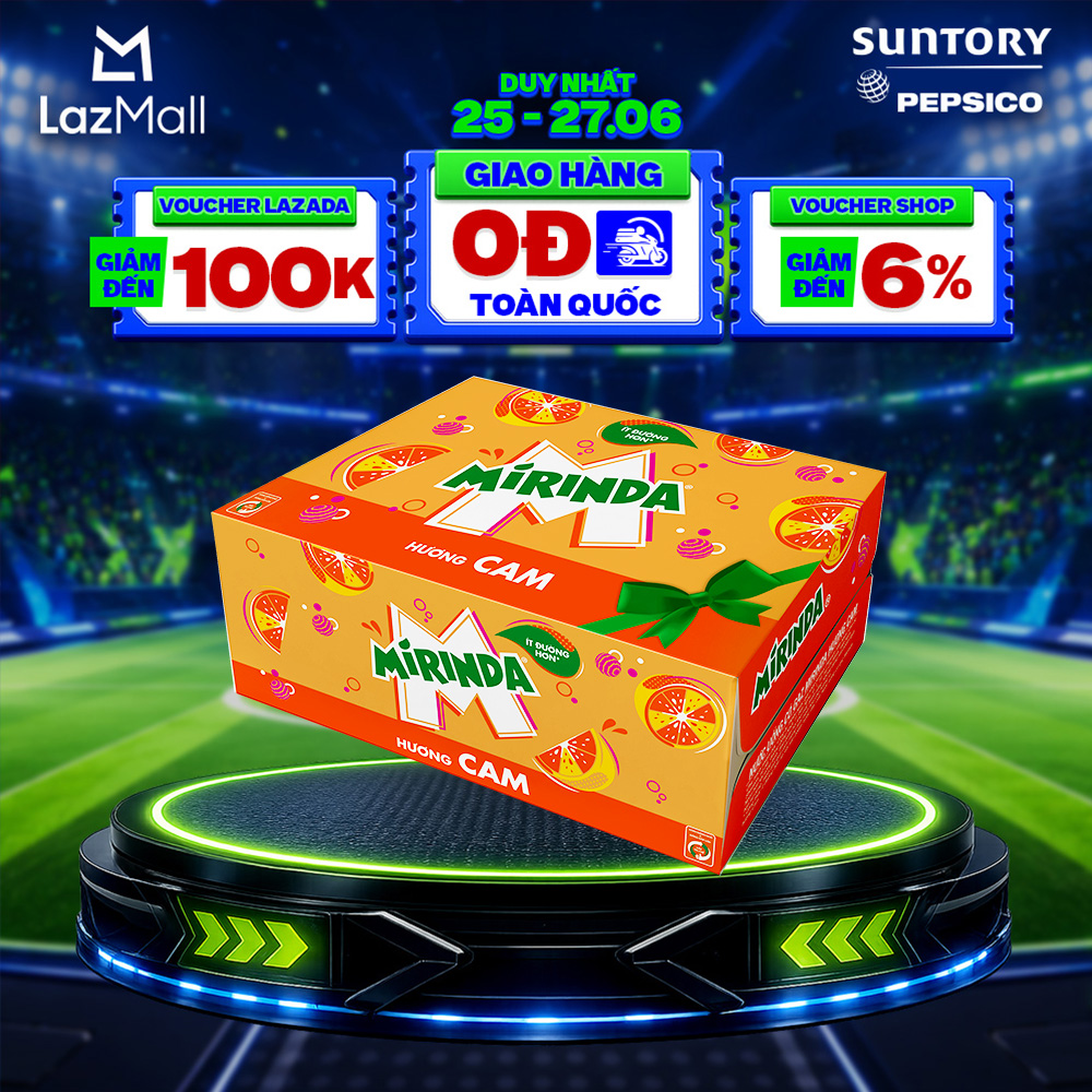 [SALE 15.6] Thùng Nước Ngọt Giải Khát Có Gaz Mirinda Cam (320ml/lon)