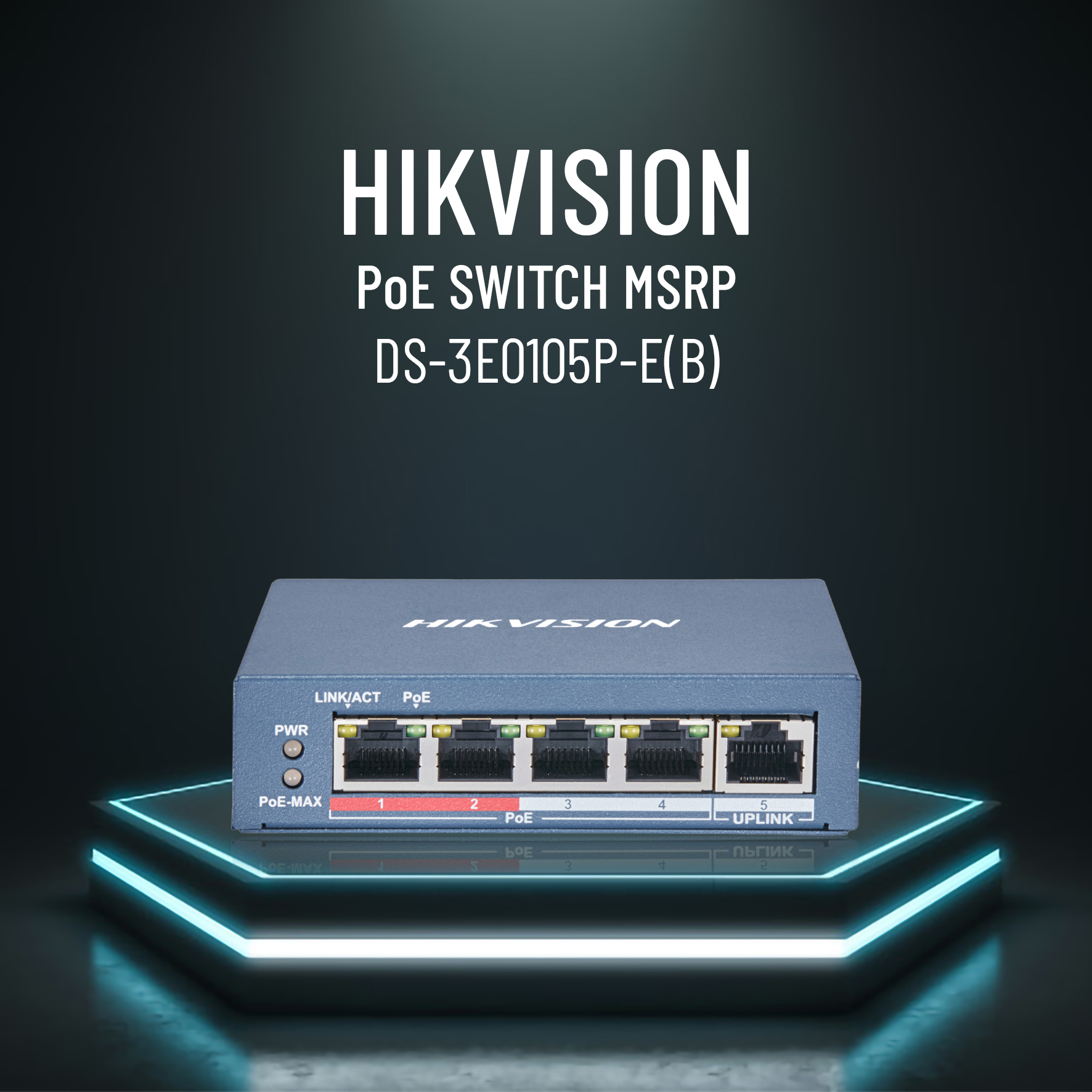 Switch 4-port 10/100mbps poe hikvision ds-3e0105p-e