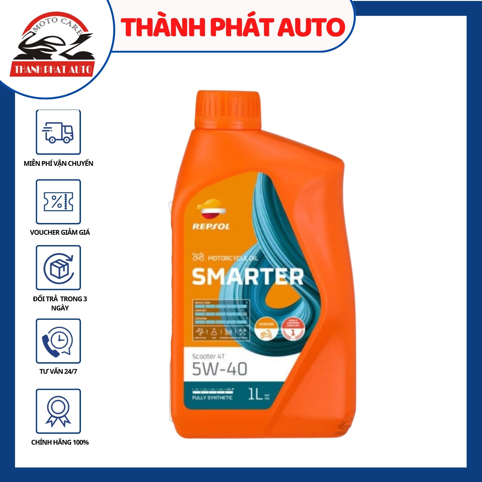 Nhớt xe ga repsol smater scooter 4t 5w40 1 lít