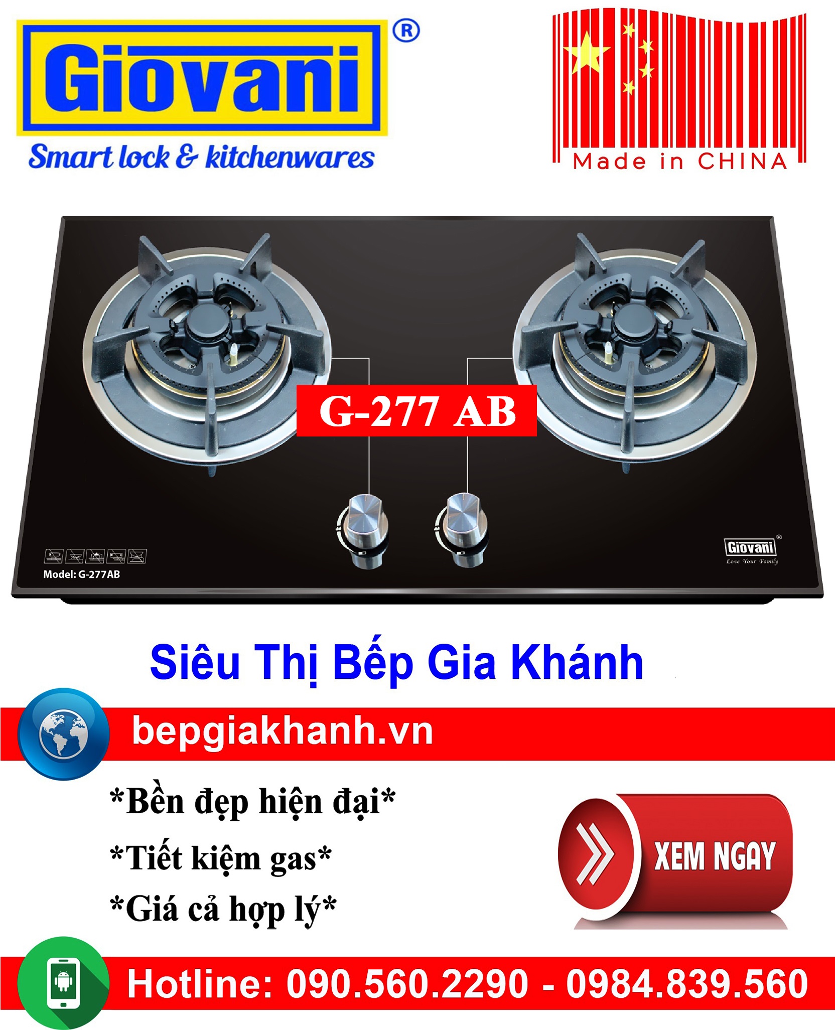 [HCM]Bếp gas âm 2 vùng nấu Giovani G-277 AB sản xuất Trung Quốc, bếp gas, bếp gas đôi, bếp gas đơn, bếp gas âm, bếp ga, bếp ga đôi, bếp ga đơn, bếp ga âm, bep ga, bep gas