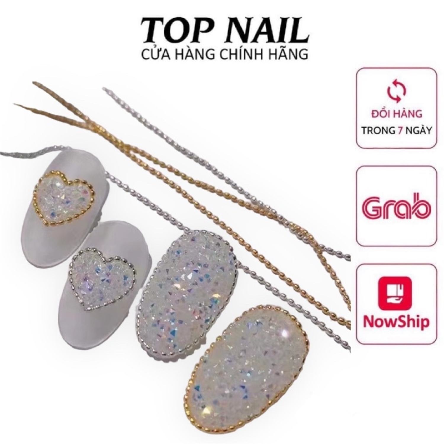 Dây bi vàng,bạc trang trí móng nail