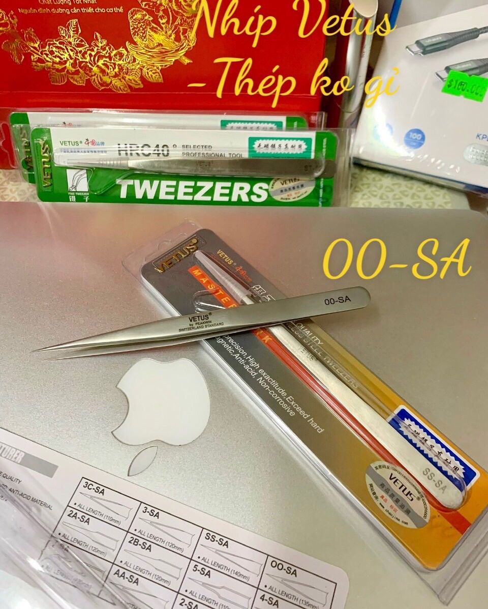 [sale 8.8_ nhíp gấp chính hãng vetus logo in nổi - nhip gắp linh kiện điện tử - nhíp nối mi chuẩn thụy sỹ