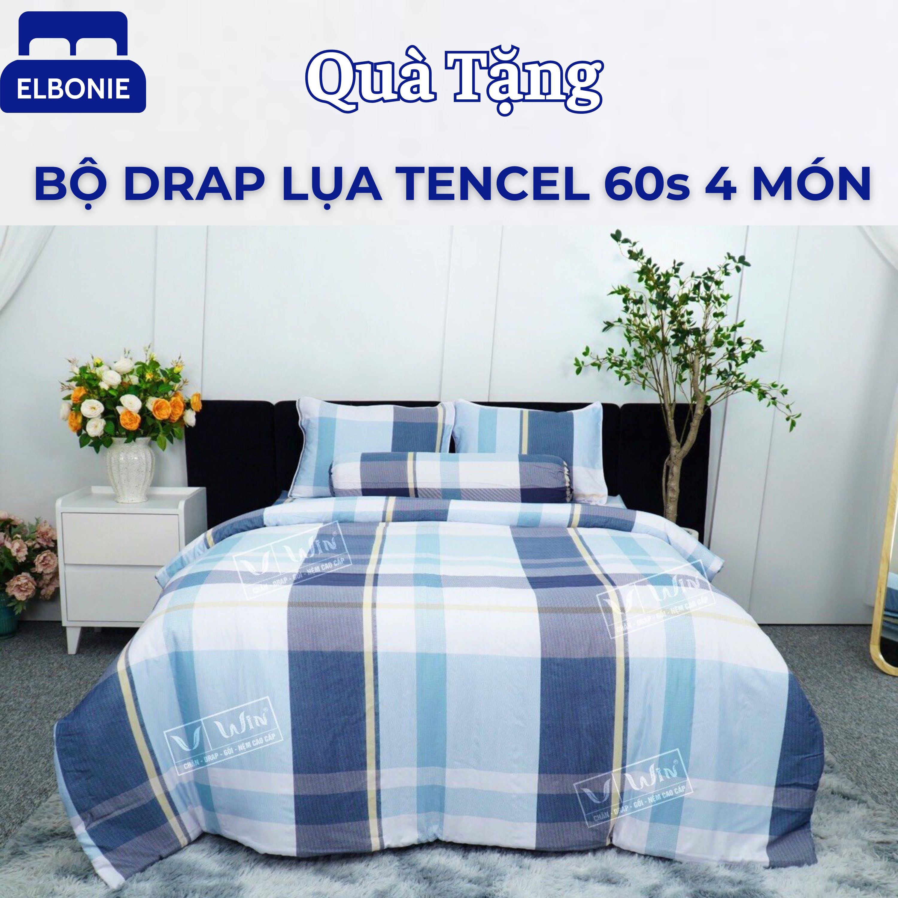 Duy nhất khi mua nệm á châu - bộ drap lụa tencel 4 món - hàng cao cấp mát mịn, in công nghệ cao màu sắc bền bỉ