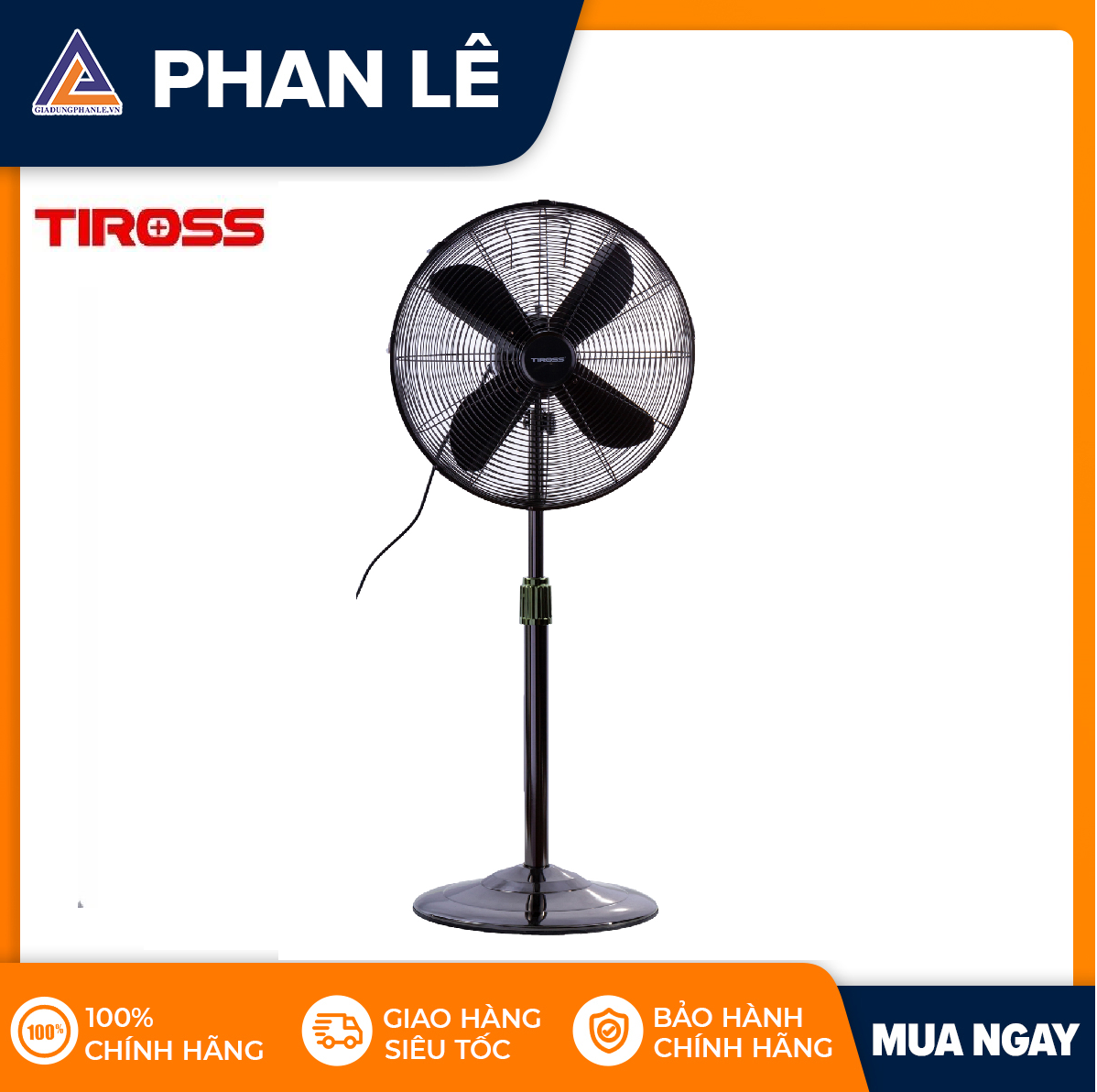 Quạt đứng 16 tiross, cánh kim loại ts958