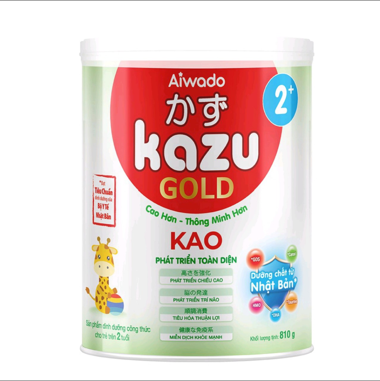 Sữa bột kazu kao gold 2+ 810g tăng cân cho trẻ trên 2 tuổi