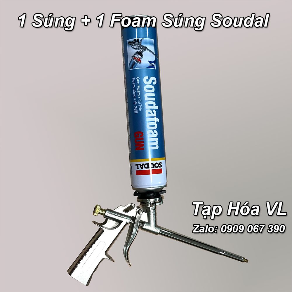1 foam súng soudal 750ml + 1 súng bắn keo bọt nở