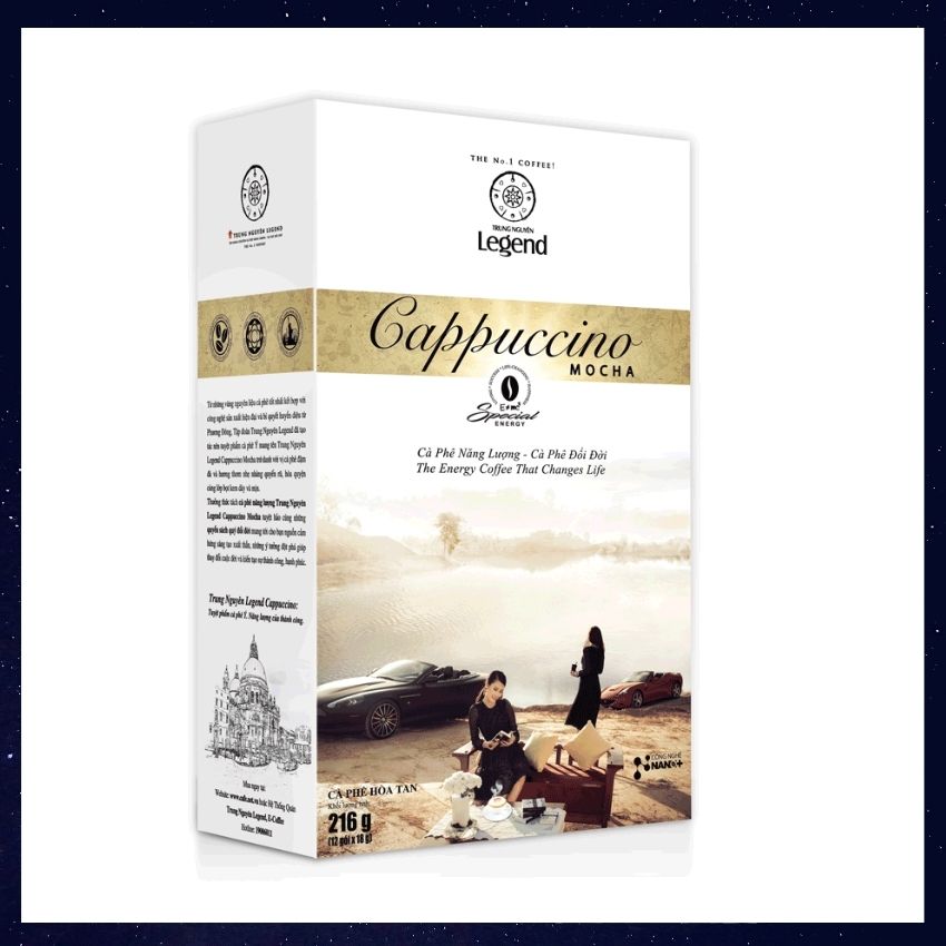 (Freeship Max ) Cafe  Trung Nguyên Legend Cappuccino Mocha 12 sticks 18gr cà phê sữa hòa tan