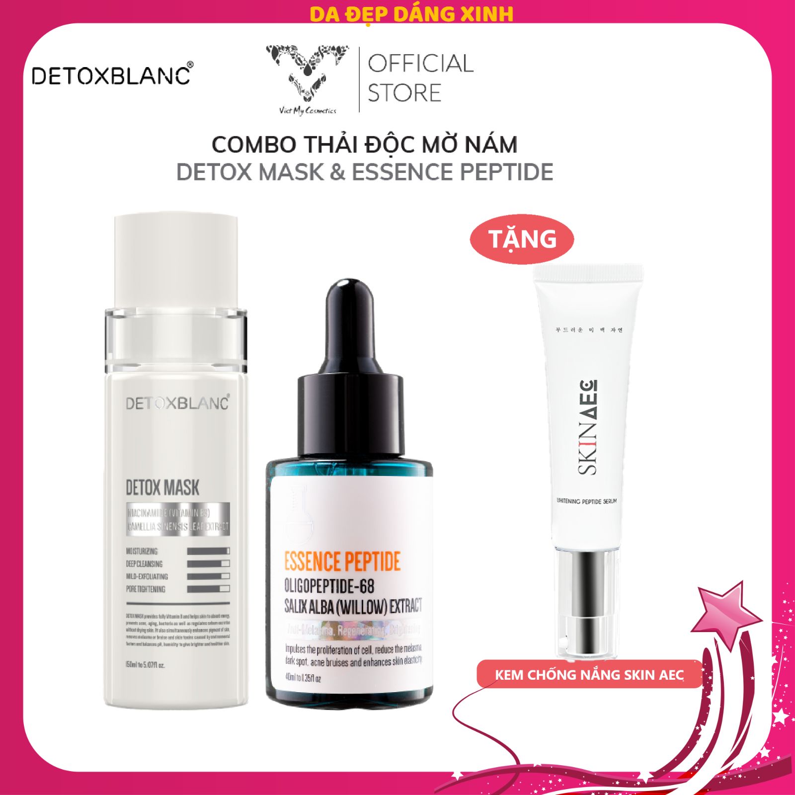 [Khuyến mại]Bộ đôi xóa nám tàn nhàng dưỡng trắng da Detox BlanC tặng kem chống nắng dưỡng ẩm skin aec 30ml