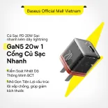 Củ Sạc Nhanh Baseus PD 20w GaN5 1C Cho iphone 15 14 13 12 Pro Max