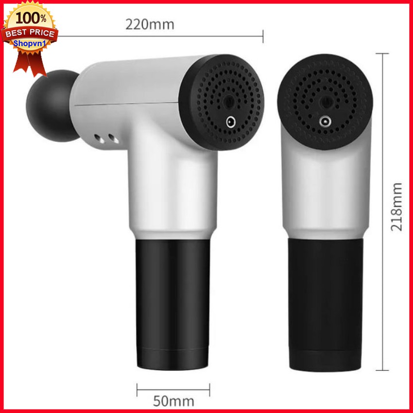 MÁY MASSAGE FASCIAL GUN 8 đầu massage sử dụng cho vùng cổ, vai, đùi, bụng, tay, chân. 6 tốc độ áp lực giúp giảm đau cơ tích tụ axit lactic, tăng tuần hoàn lưu thông máu, đánh tan mỡ, xua tan mệt mỏi đau nhức