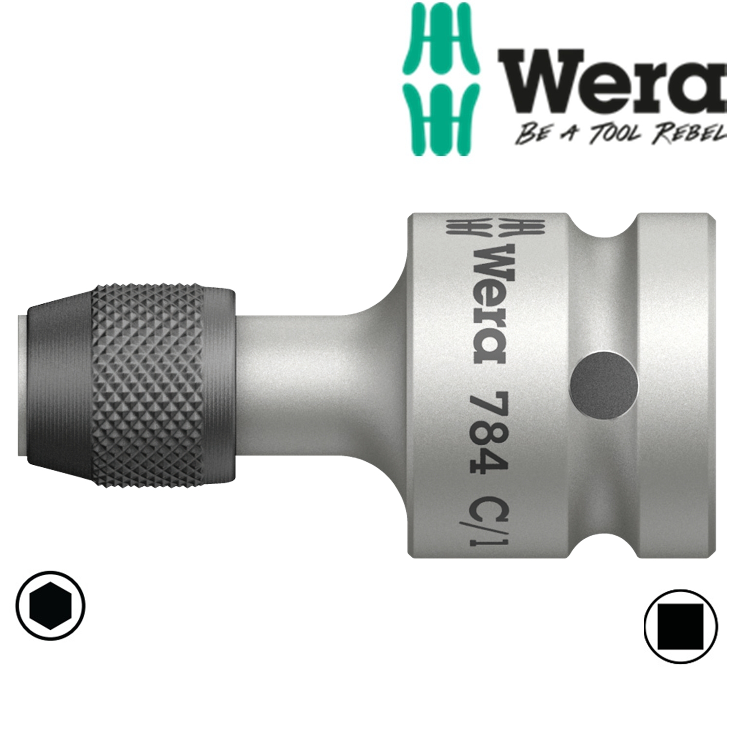 Đầu chuyển 784 c/1 vuông 1/2"ra lục giác 1/4" với tháo lắp nhanh wera 05042760001