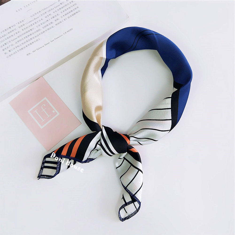 [50Cmx50Cm] Square Silk Scarf Turban Bandana 50X50 Neck Scarf Hair Tie Bow Wrap Handbag - Doni House - 2