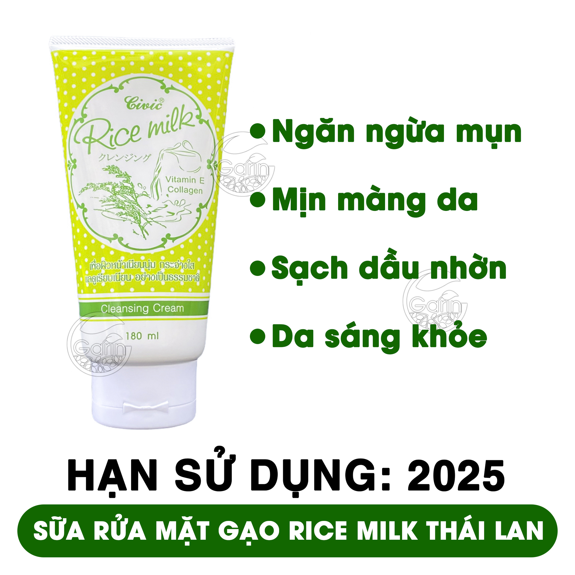 Sữa rửa mặt gạo civic rice milk Thái Lan 180ml sạch nhờn ngừa mụn an toàn cho da BA TU SHOP