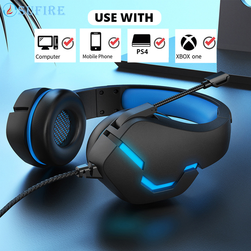 Tai Nghe Có Dây Tai Nghe Chơi Game Máy Tính Chuyên Nghiệp Đèn Led Tai Nghe Chơi Game 3.5Mm PS4 Tai Nghe ESports Tai Nghe Kèm Micro Điều Khiển Âm Lượng Máy Tính Tai Nghe Chơi Game Cho PS4/PC/Điện Thoại Di Động