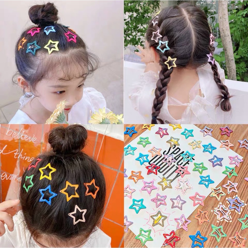 Set 3 kẹp tóc ngôi sao nhiều màu dễ thương cho bé