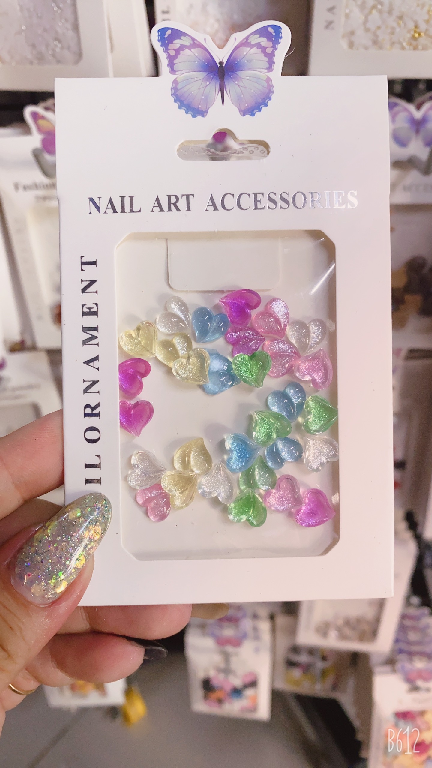 Set charm Tim Thuỷ Tinh Nổi trang trí móng, trang trí nail