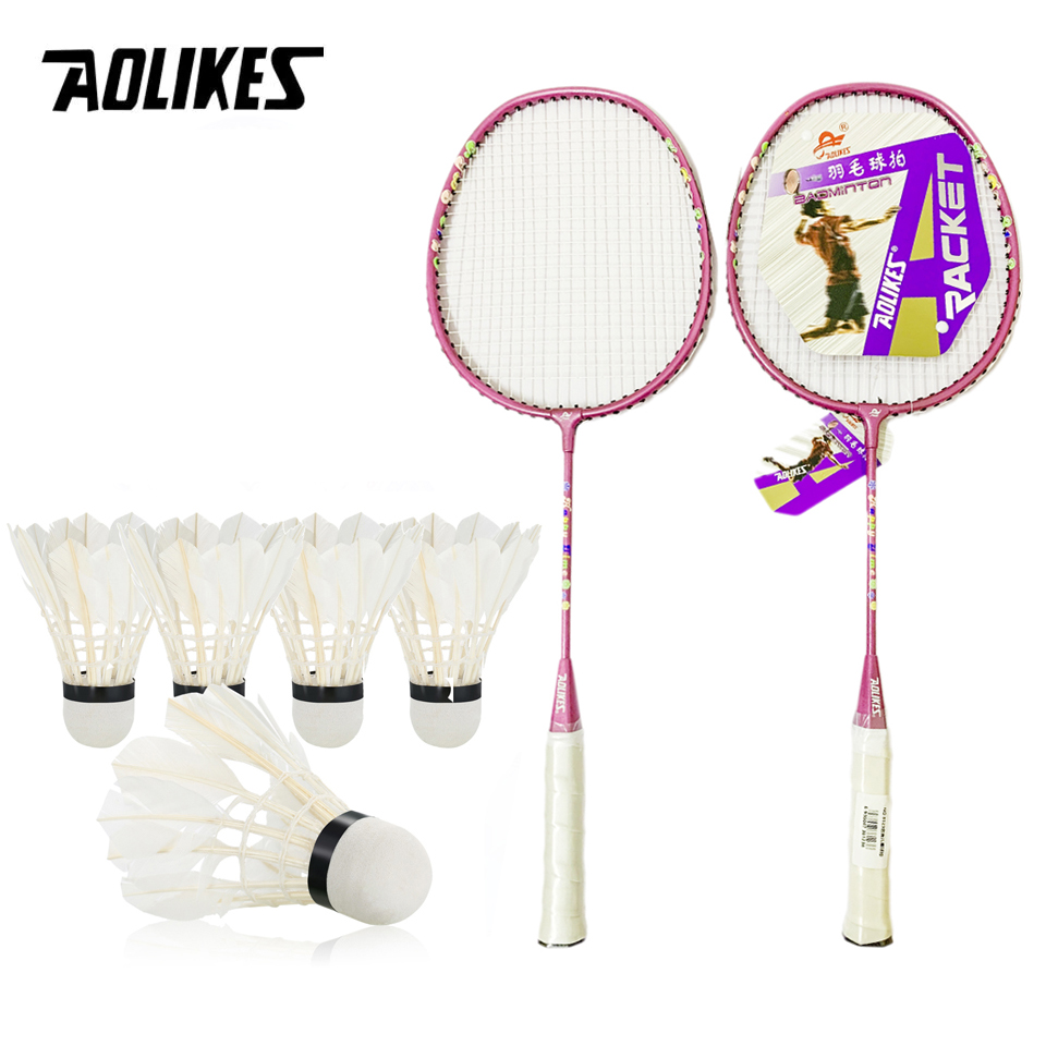 Combo 2 vợt cầu lông trẻ em AOLIKES A-8123 + hộp 5 quả cầu cao cấp