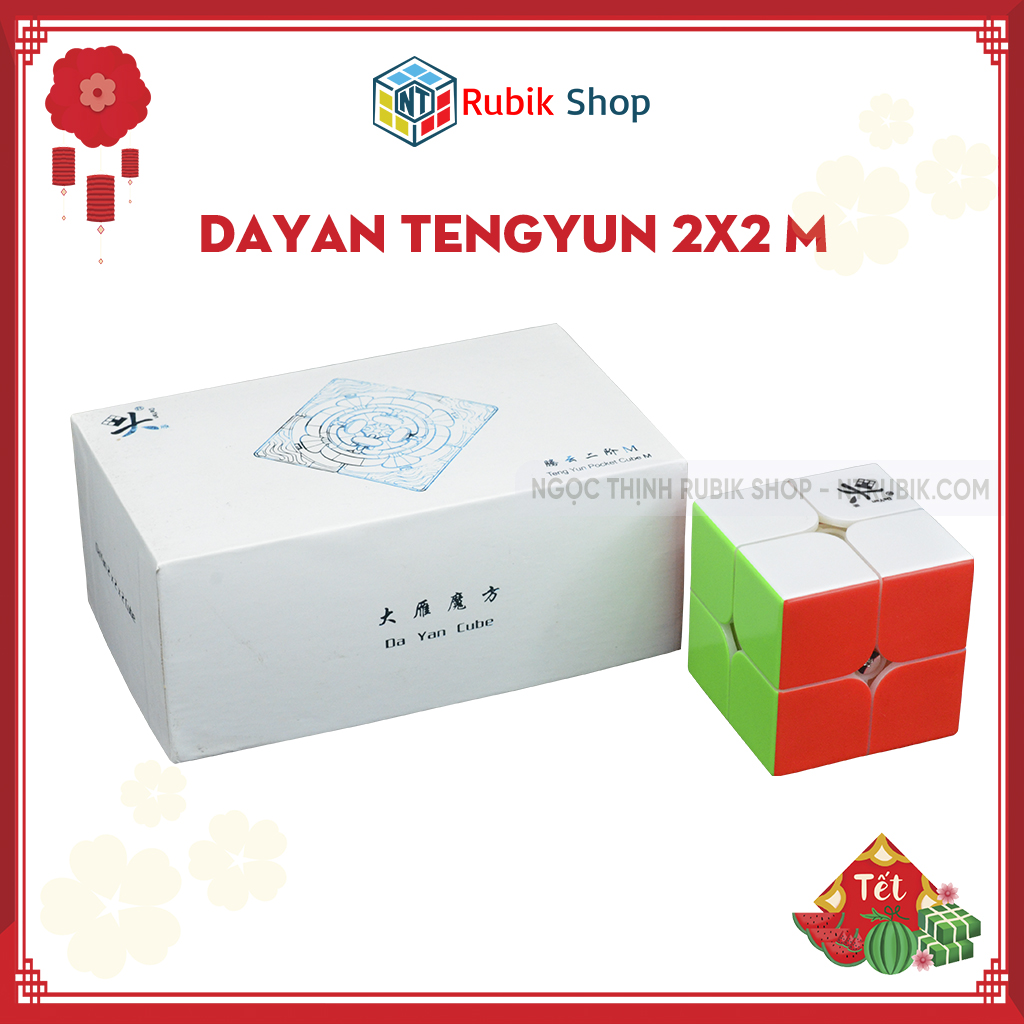 [Hoàn tiền 10%][Rubik 2x2x2] Dayan Tengyun 2x2 M Stickerless/Màu Đen - Black (Hãng Mod M)
