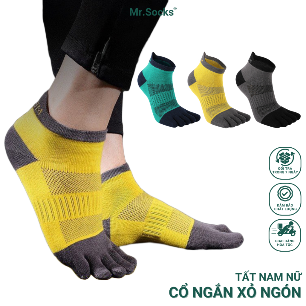 Vớ xỏ ngón chạy bộ, tất thể thao chuyên dụng cổ ngắn Mr.Socks có mặt lưới thoáng khí, chất liệu cotton bền chắc- XONGON-MAX-1201