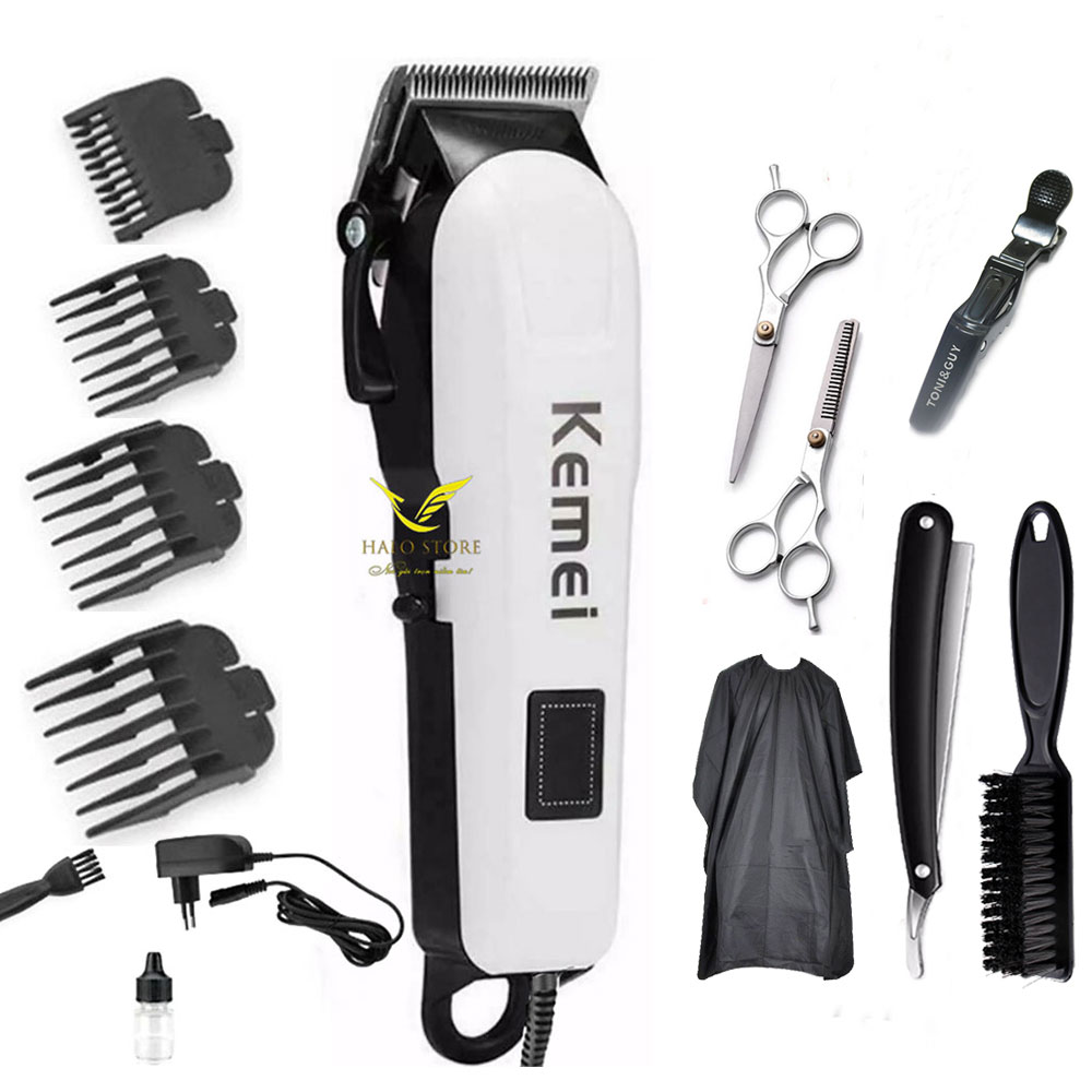 Tông đơ cắt tóc kemei 809c công suất 12w, loại có dây, hớt tóc gia đình cho bé - máy cắt tóc lưỡi cắt titatium, động cơ hạn chế tiếng ồn