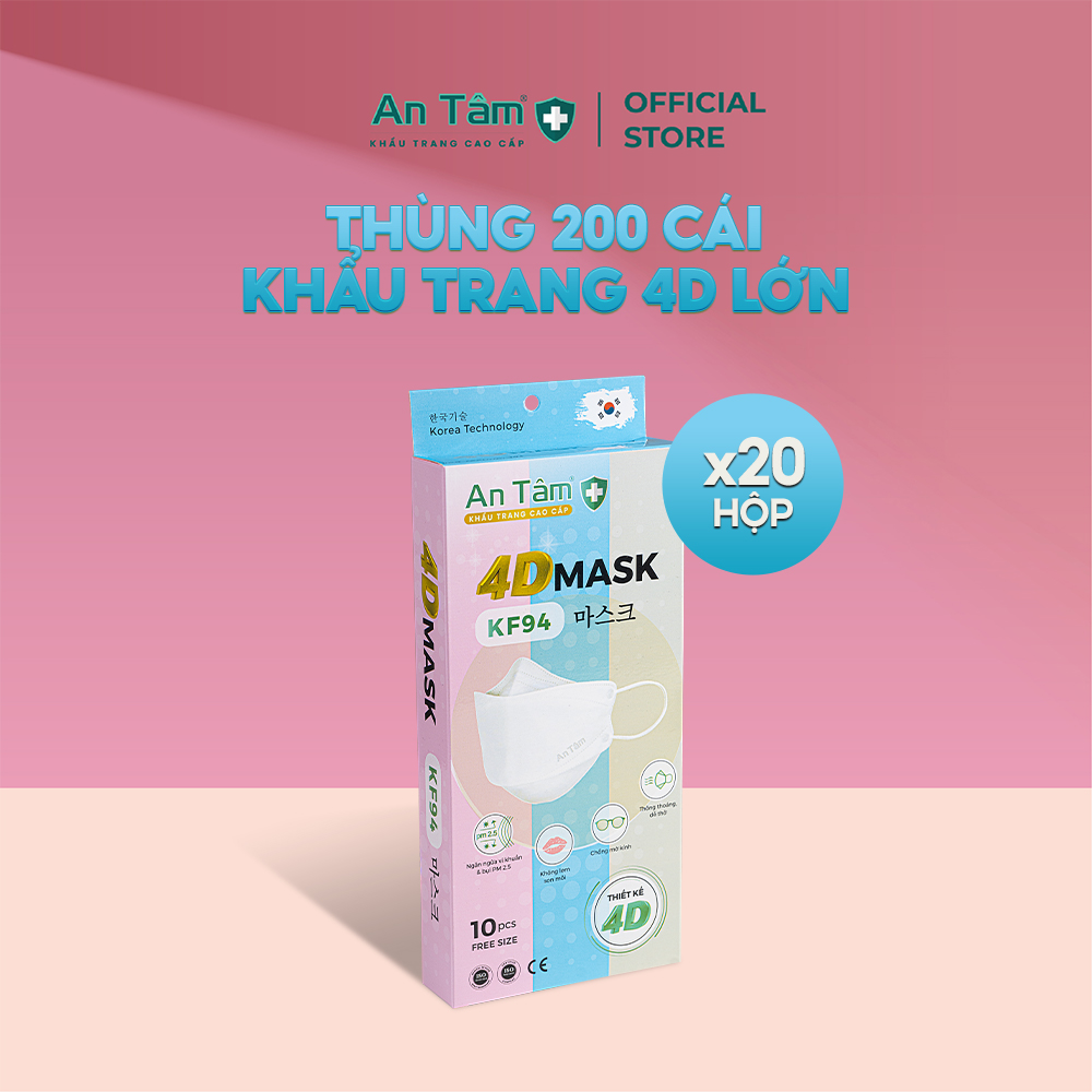 Thùng 200 cái - khẩu trang y tế 4d kf94 hàn quốc chính hãng an tâm