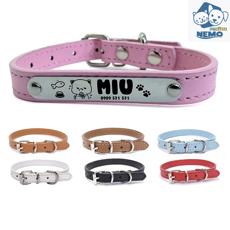 Vòng cổ chó mèo DA PU (Khắc tên)