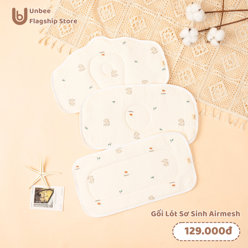 Gối ngủ cho bé sơ sinh Unbee Bamboo Airmesh cao cấp - gối nằm em bé sơ sinh