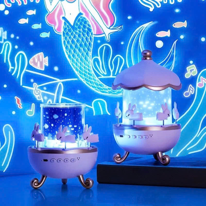  Đèn Ngủ 3D Chiếu Sao Hình Thỏ 6 Hình Chiếu Trần Ngàn Sao Cổ Tích Đại Dương Xoay Tự Động Lãng Mạn 