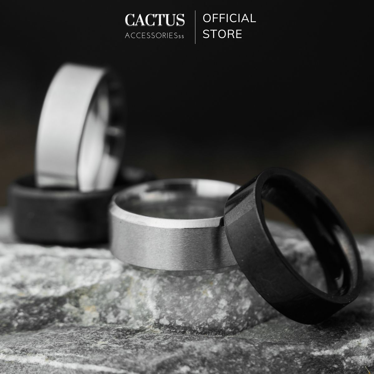 Nhẫn thép titan trơn vát cạnh kiểu dáng unisex đơn giản không gỉ 8mm - Cactus Accessoriesss