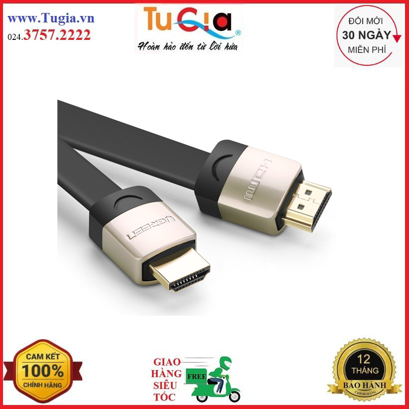 Cáp hdmi dẹt 5m hỗ trợ 3d, 4k ugreen 10263 - hàng chính hãng