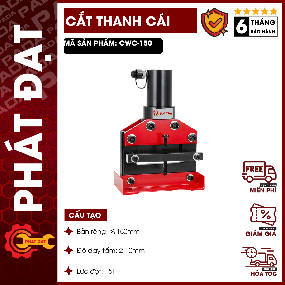 Máy cắt thanh đồng thủy lực pada cwc150