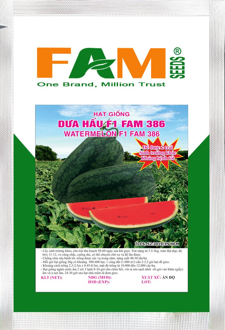 Hạt giống dưa hấu f1 fam 386 - gói 20gr