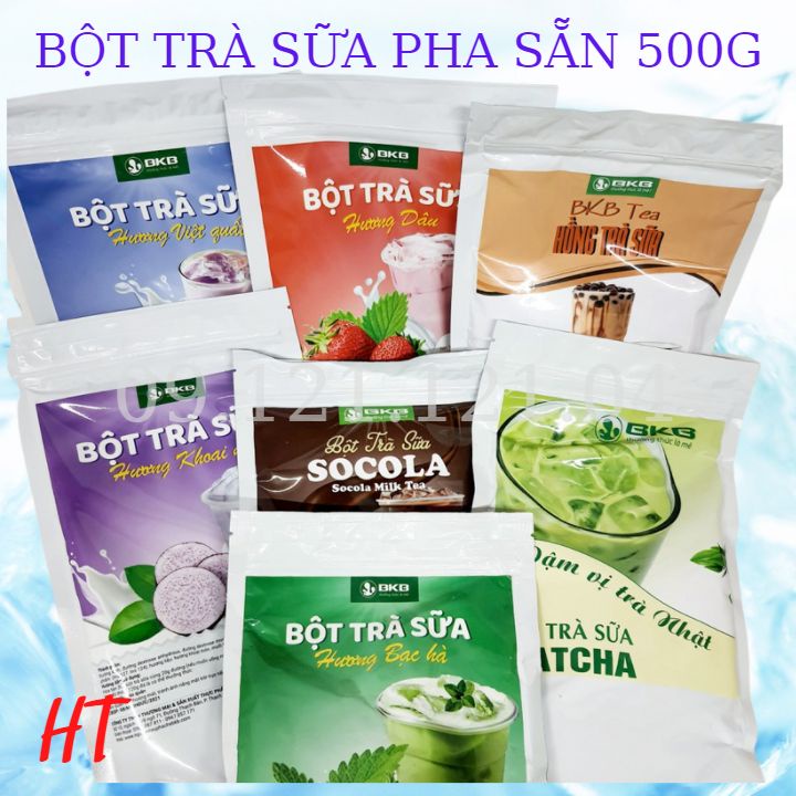 Bột trà sữa pha sẵn BKB các vị  matcha,bạc hà,dâu,khoai môn,socola,hồng trà sữa,dưa lưới,xoài,việt quất , ô long nhài 500g