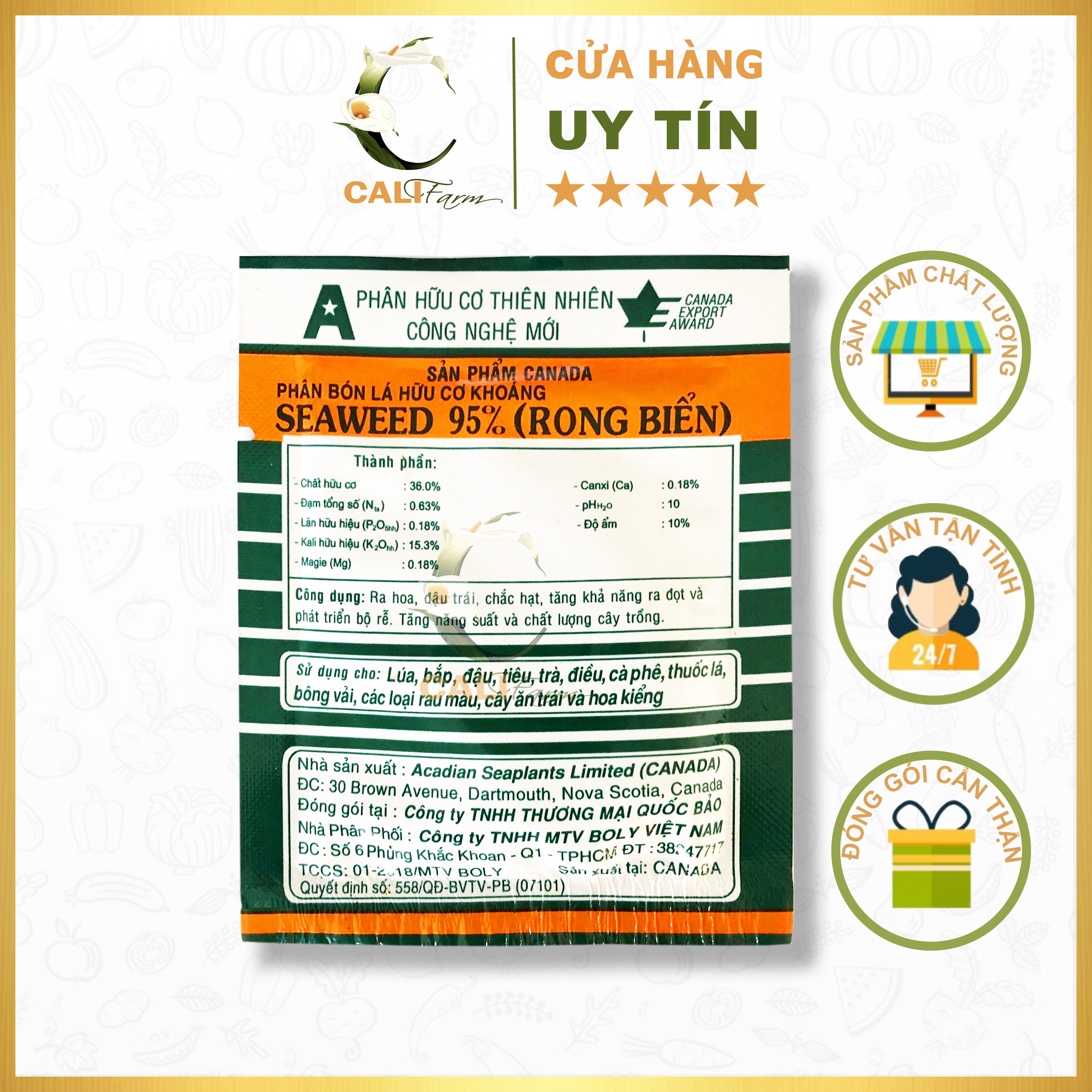 Phân hữu cơ khoáng Rong biển Seaweed 95% 10g