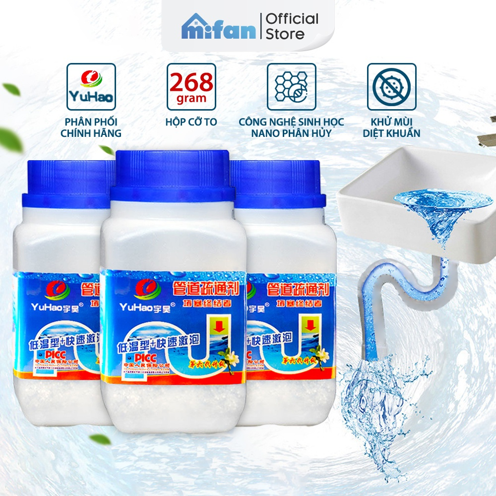 Bột thông tắc cống yuhao cực mạnh thông tắc cống, đường ống, bồn cầu, bồn rửa mặt