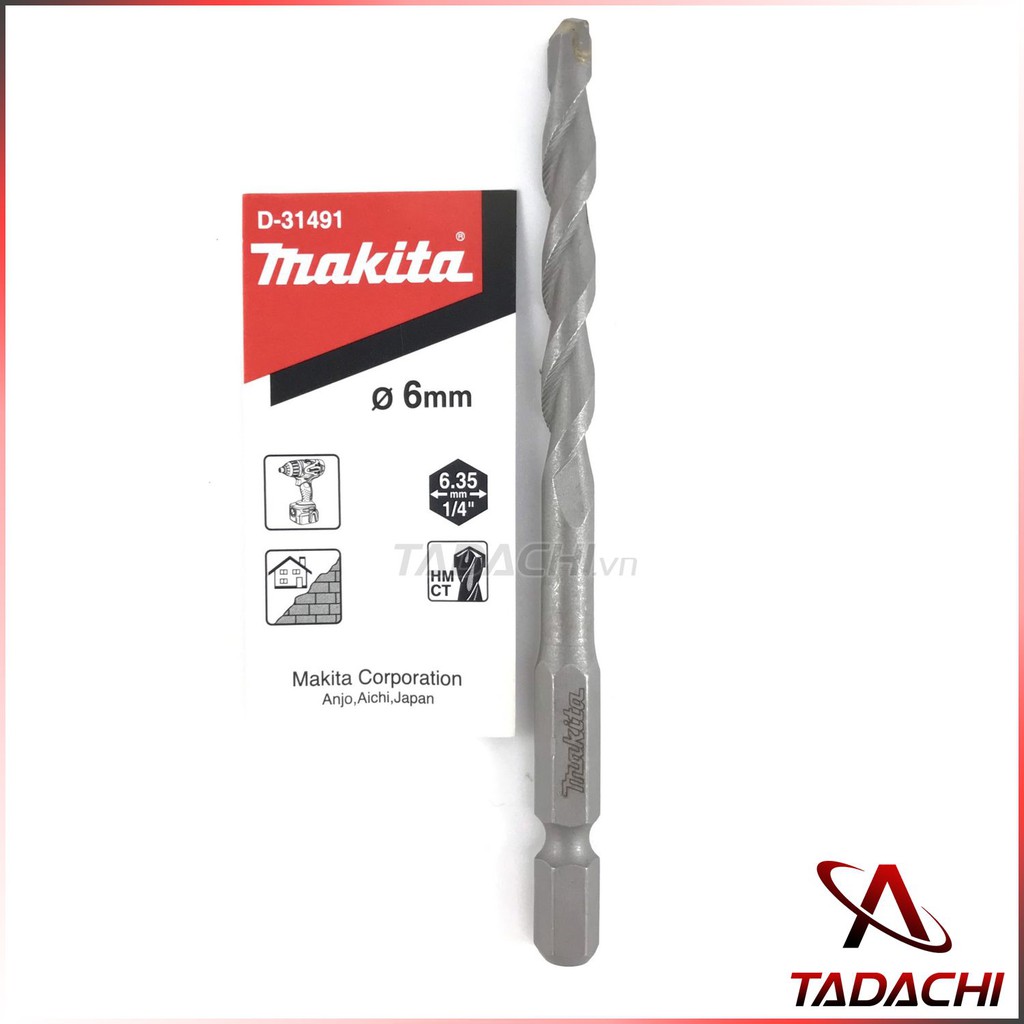 Mũi Khoan Tường Makita 6mm Chân Lục Giác Nz Cho Máy Bắn Vít D-31491