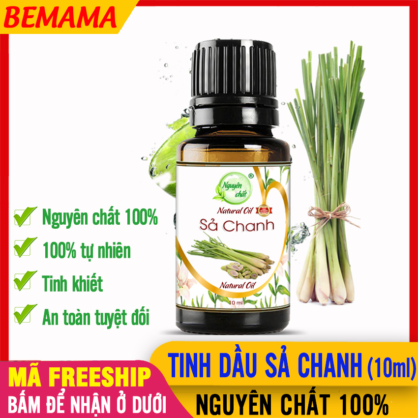 Tinh Dầu Sả Chanh Nguyên Chất Xông Phòng, Đuổi Muỗi, Khử Mùi, Sát Khuẩn Không Khí 10ml- Tinh Dau Sa/ Xa Chanh Có Hương Thơm - bemama - 1 Tinh Dầu Sả Chanh - BTT00618