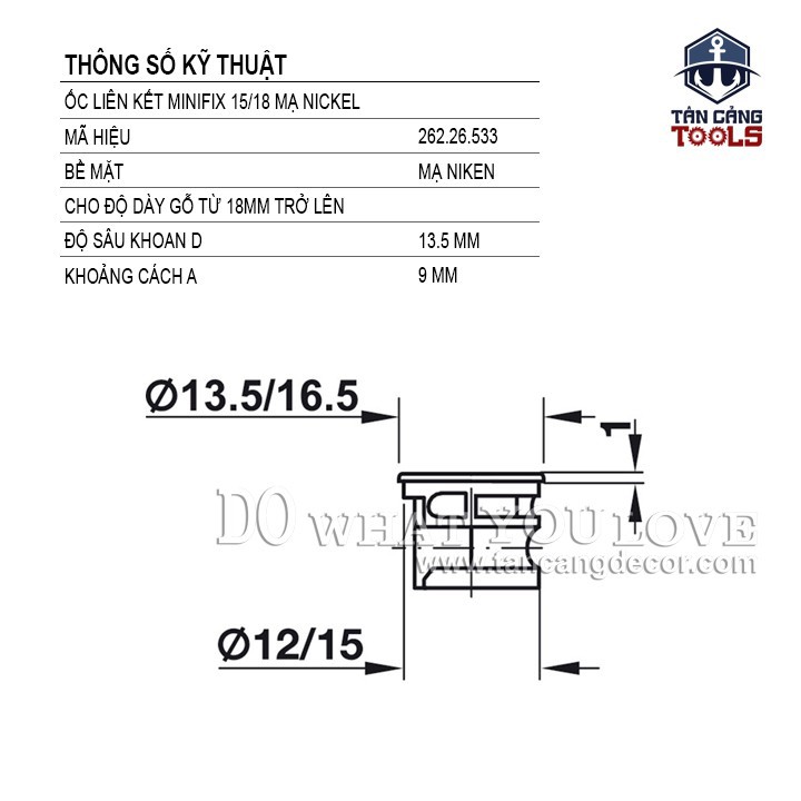 50 Bộ Chốt Ốc Cam Hafele 15-45 mm