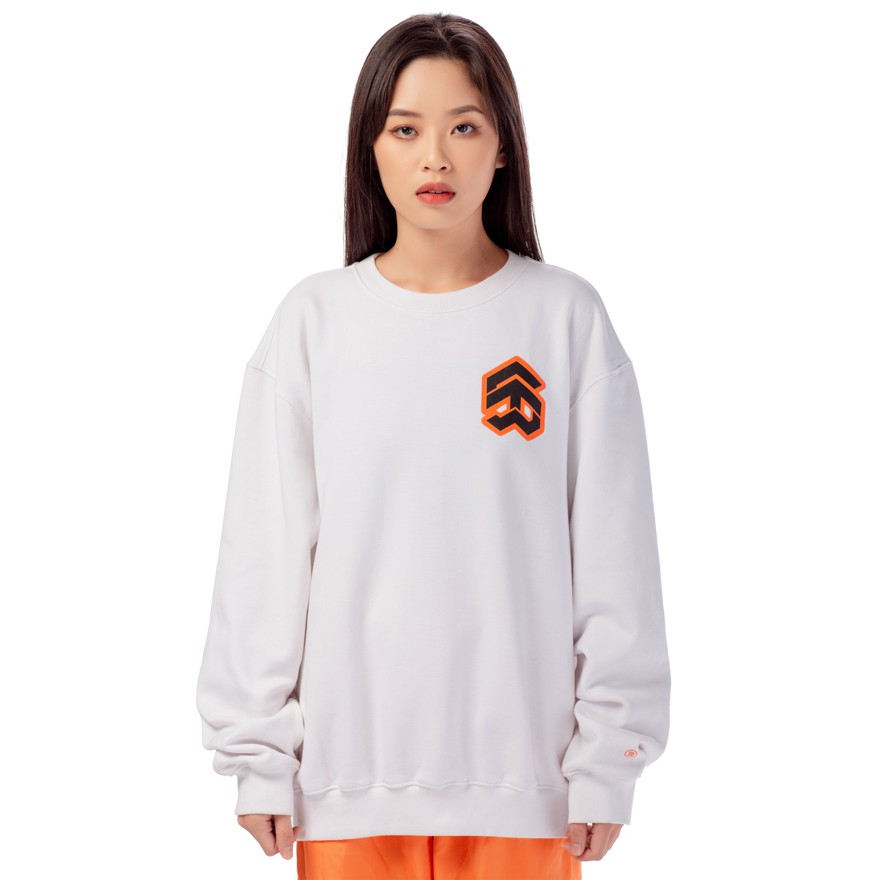 5THEWAY® /stroke/ BIG LOGO SQUARE SWEATER™ in WHITE aka Áo Sweater Trắng