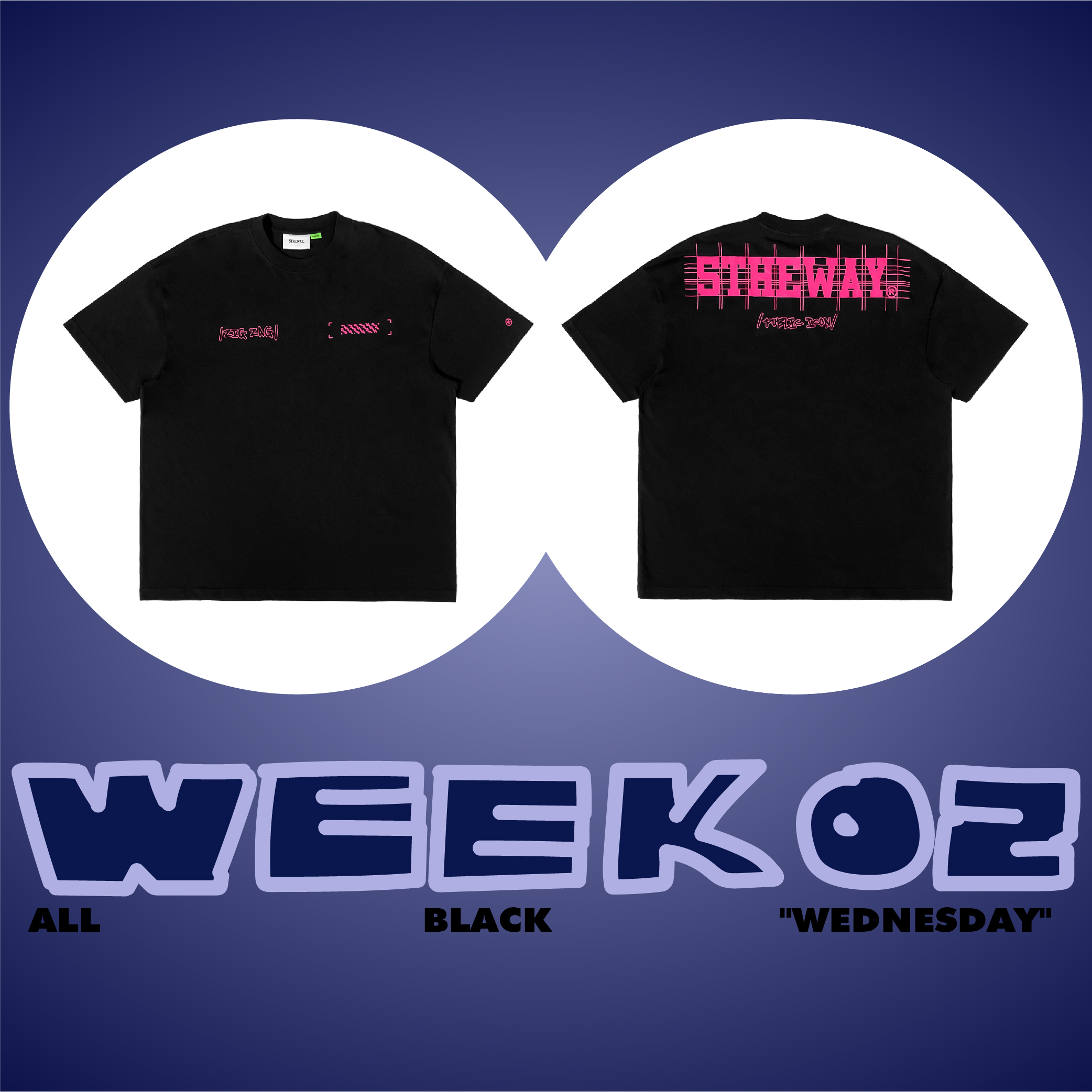 5theway® /public icon/ letter drop shoulder tee™ in black aka áo thun đen tay ngắn