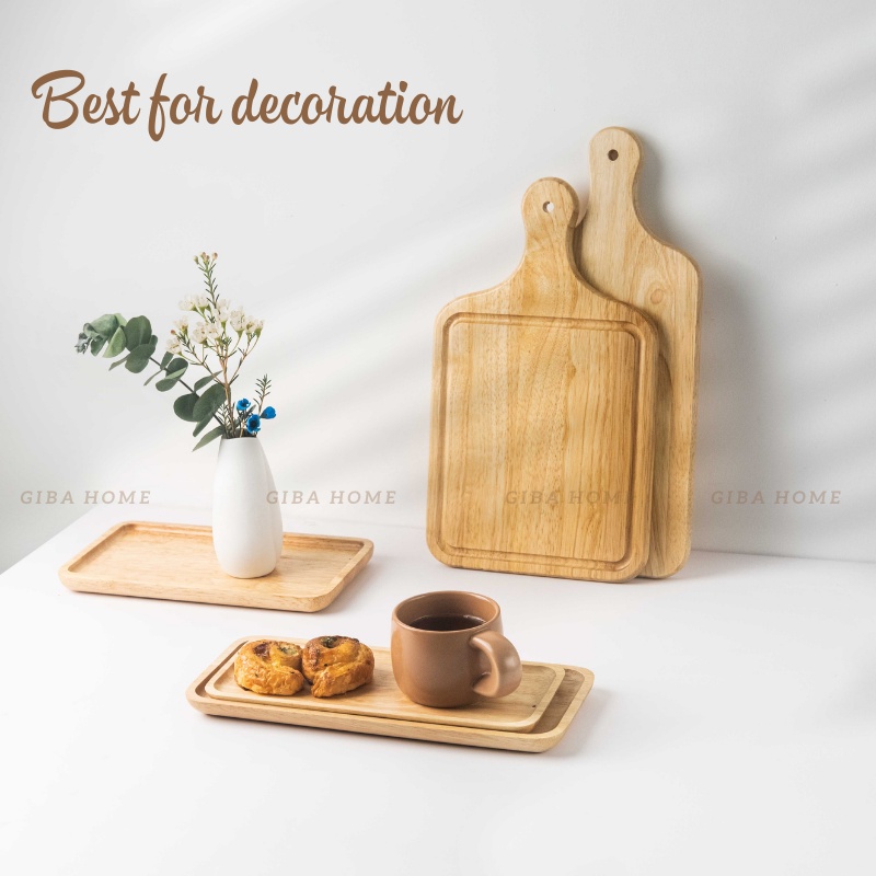 Khay và thớt gỗ dùng đựng đồ ăn, đồ trang trí decor nhà cửa, văn phòng - GIBA