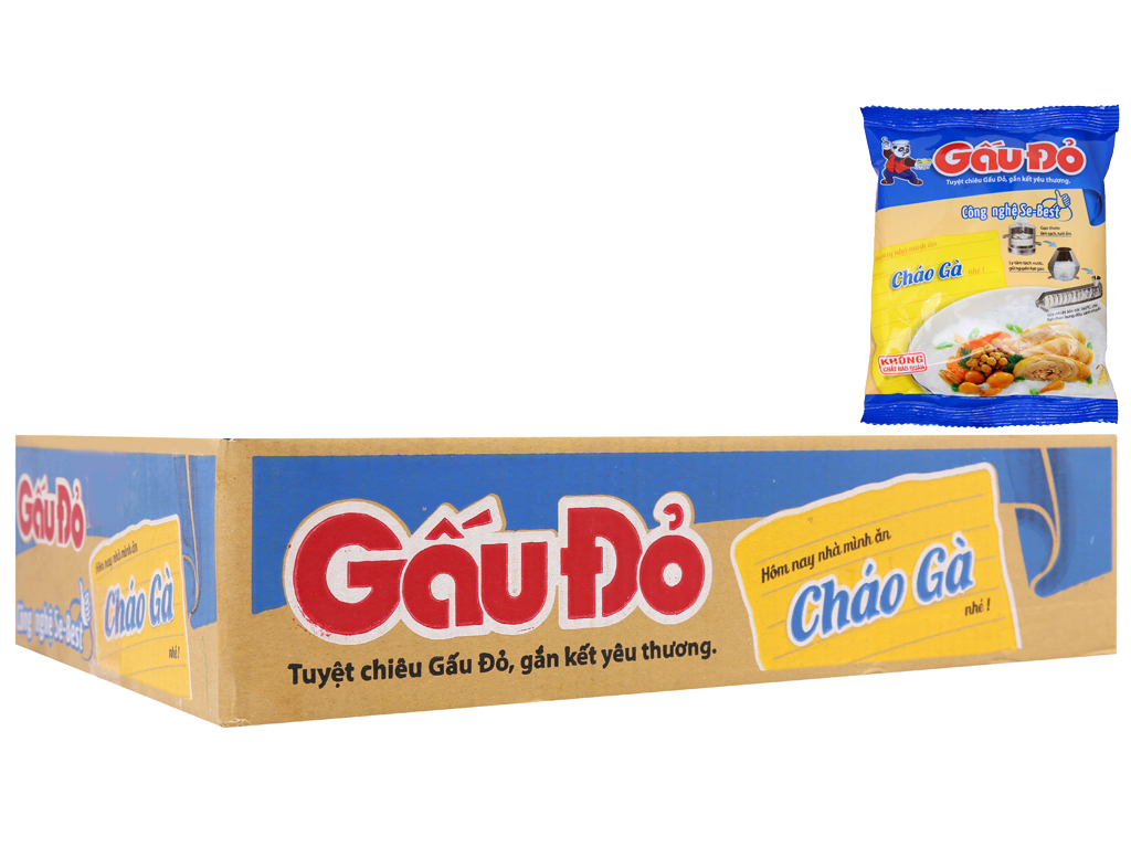 Thùng 50 gói cháo gà Gấu Đỏ 50g