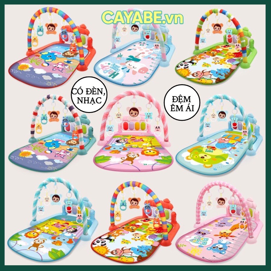 Thảm nhạc nằm chơi cho bé CAYABE có đàn piano, có đèn hình thú đáng yêu