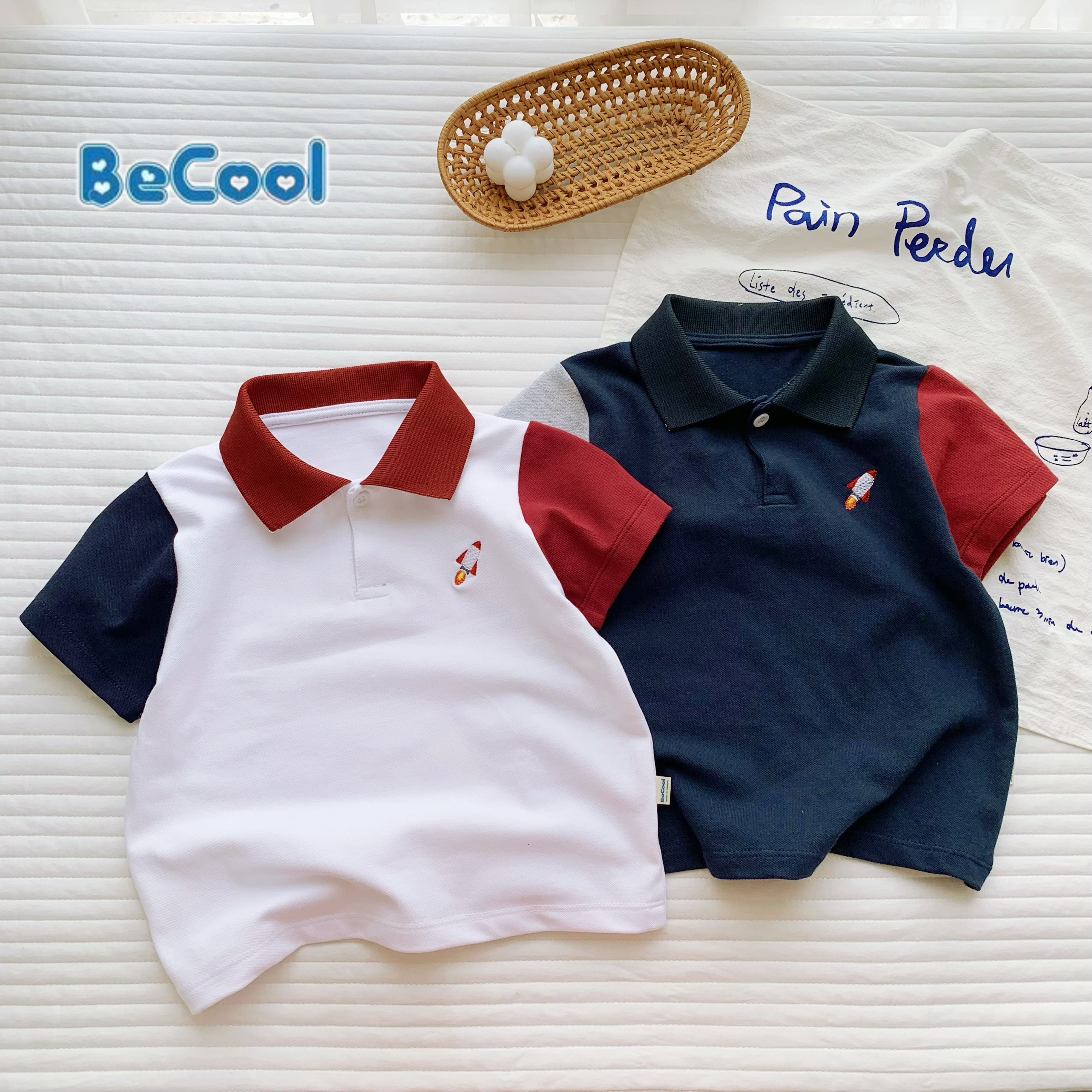 Áo Polo Thêu Hình Tên Lửa Chất Cotton Cá Sấu Cho Bé Từ 10-26kg SUMOKIDS