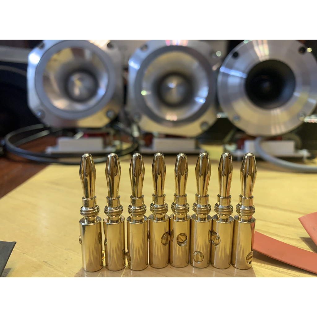 Bộ Jack Bắp Chuối Đồng Bãi 4 mm tặng kèm co nhiệt, nối tín hiệu âm thanh