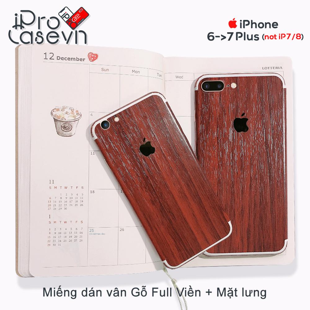 Miếng dán vân gỗ full mặt lưng và viền iphone 6 - 7 plus