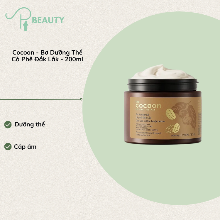 Bơ Dưỡng Thể Cocoon Cà Phê Đắk Lắk Body Butter Dưỡng Ẩm Chống Khô Ráp Cho Mọi Loại Da 200ml